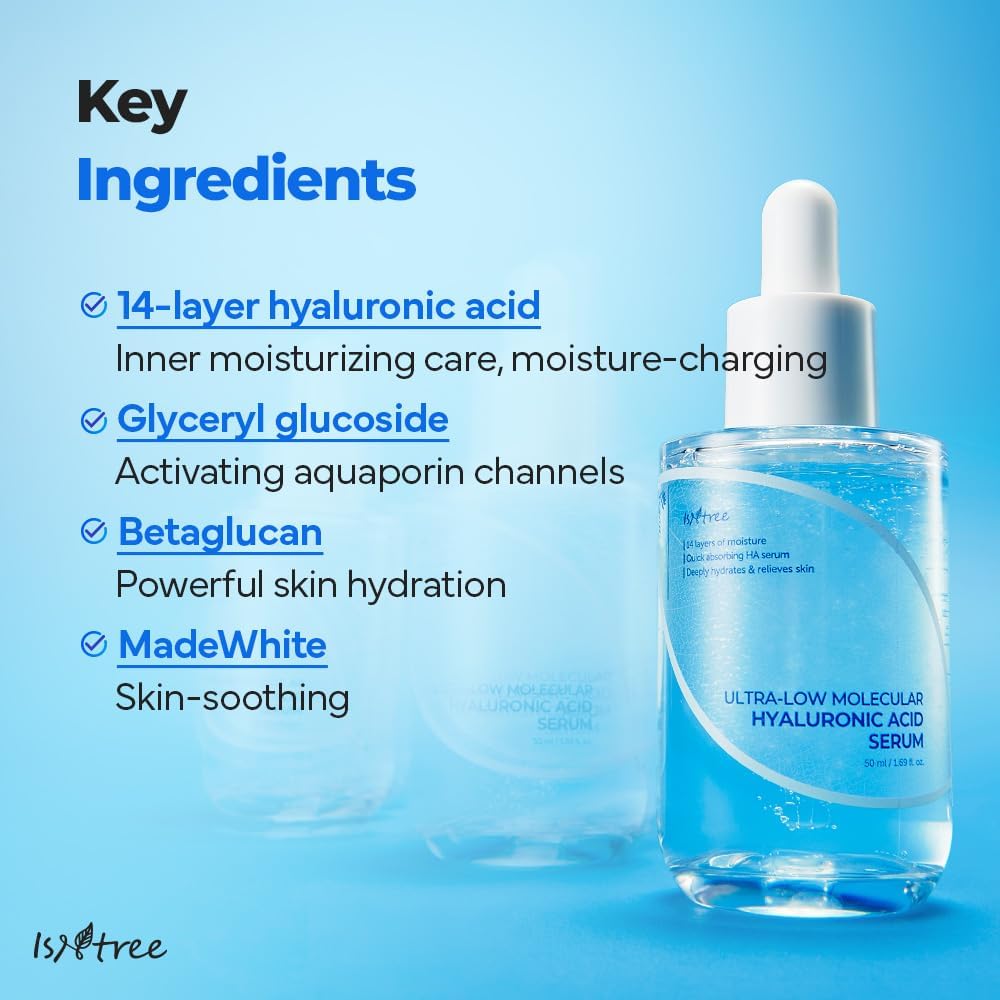 Isntree Ultra Low Molecular Suero facial hidratante de acido hialuronico 50 ml