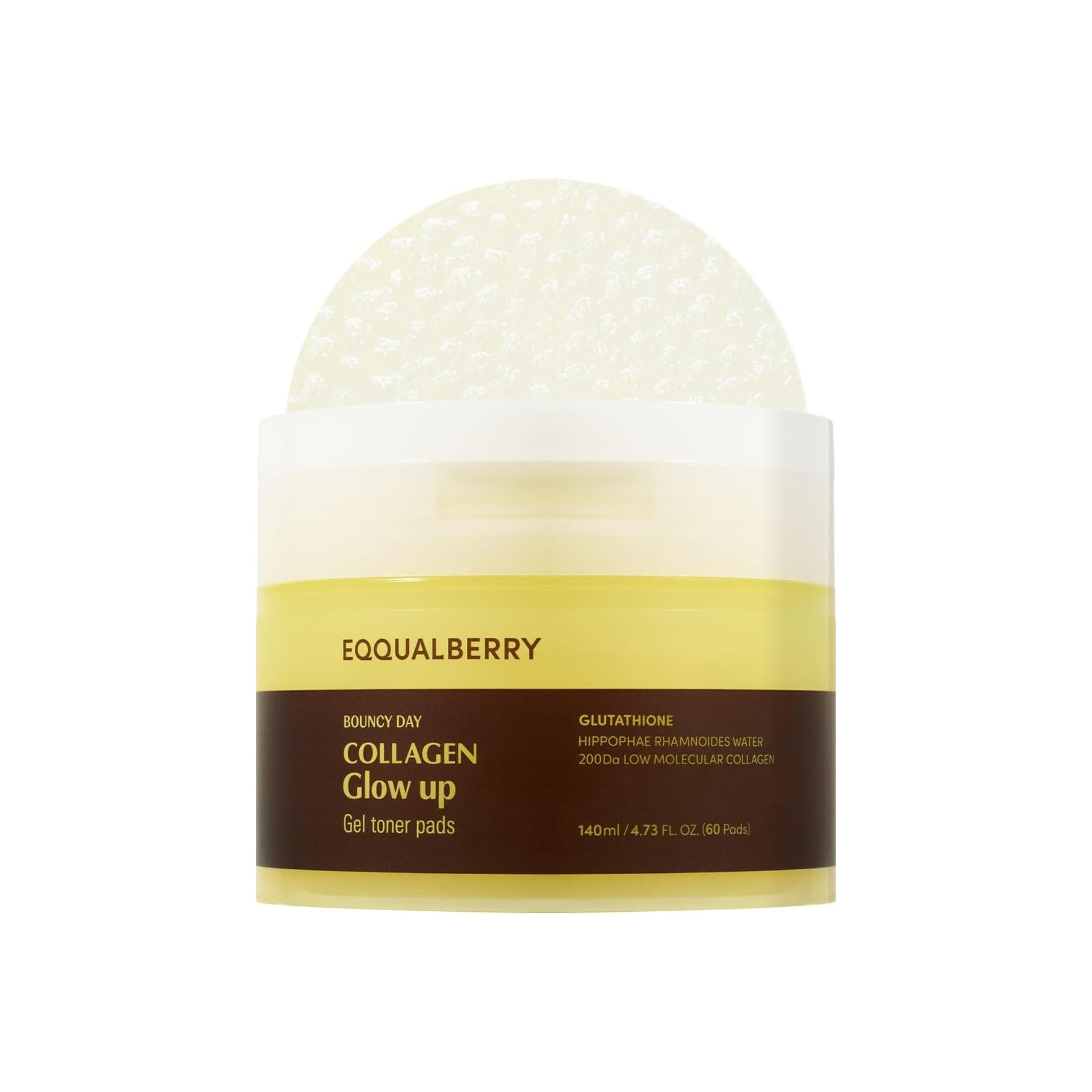 EQQUALBERRY Collagen Glow Up Gel Toner Pads 60 unidades (140 ml)
