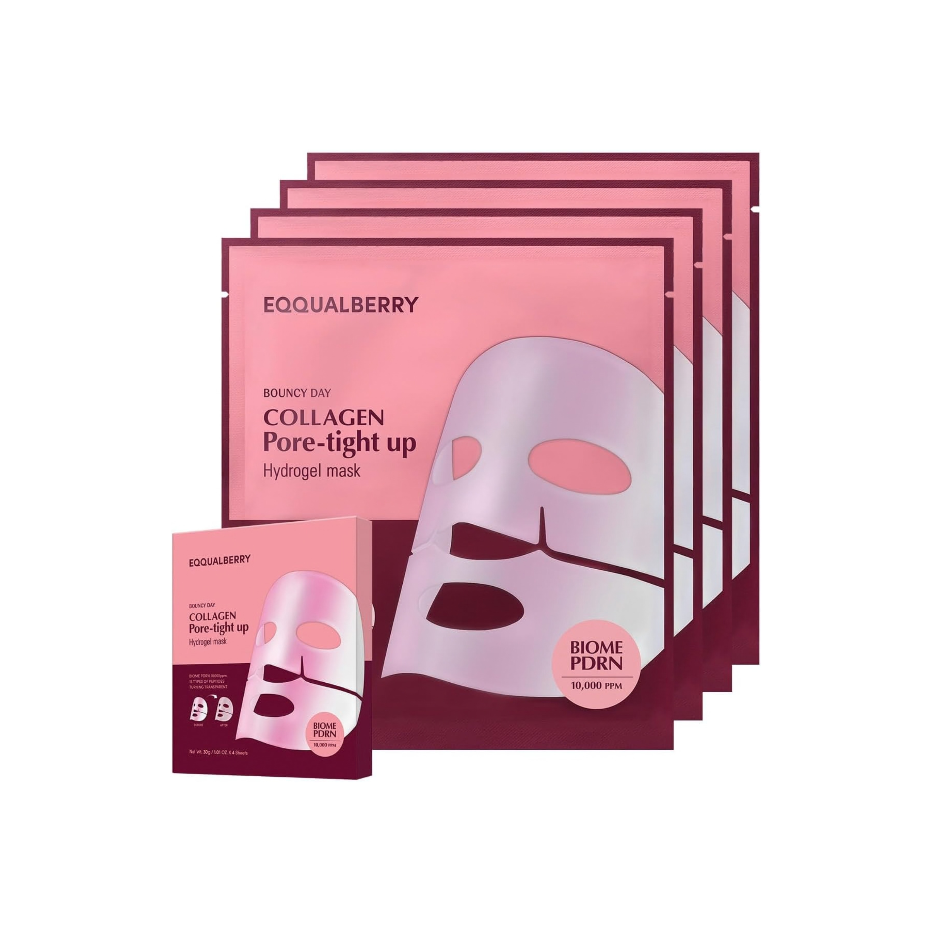 EQQUALBERRY Mascarilla Facial Coreana Hidratante con Colágeno y PDRN Vegano
